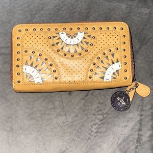 Nicole Lee wallet gold and silver with white accent